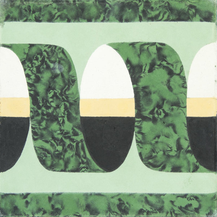 Green, White & Yellow Sienna Frise Carocim Tile (8" x 8") (pack of 12)