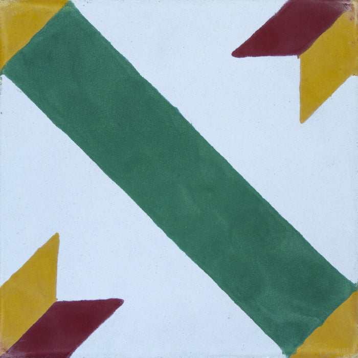Green, Yellow & Red Diagonale Carocim Tile (8" x 8") (pack of 12)