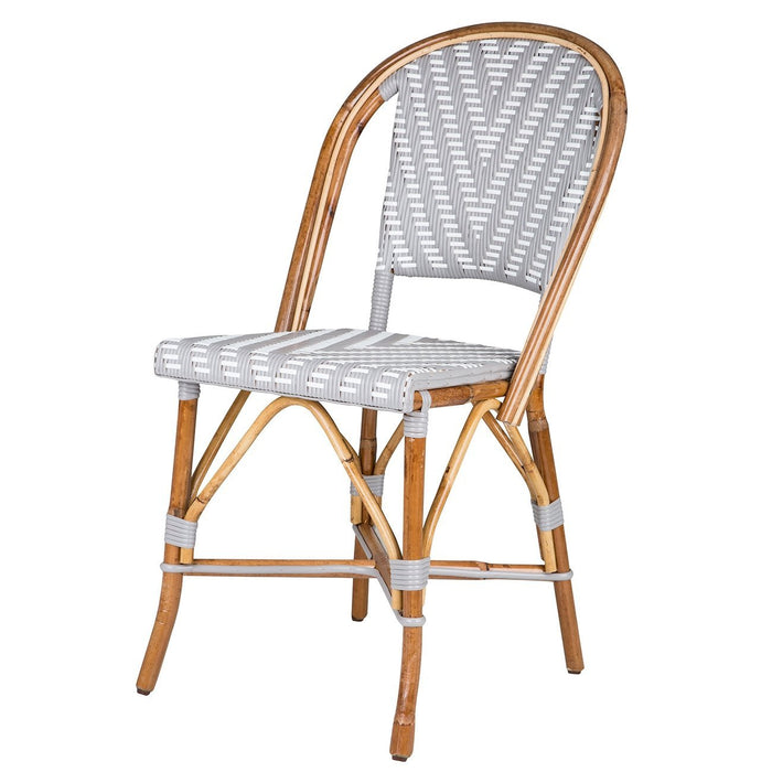 Grey & White Mediterranean Bistro Round Back Chair (Chevron)