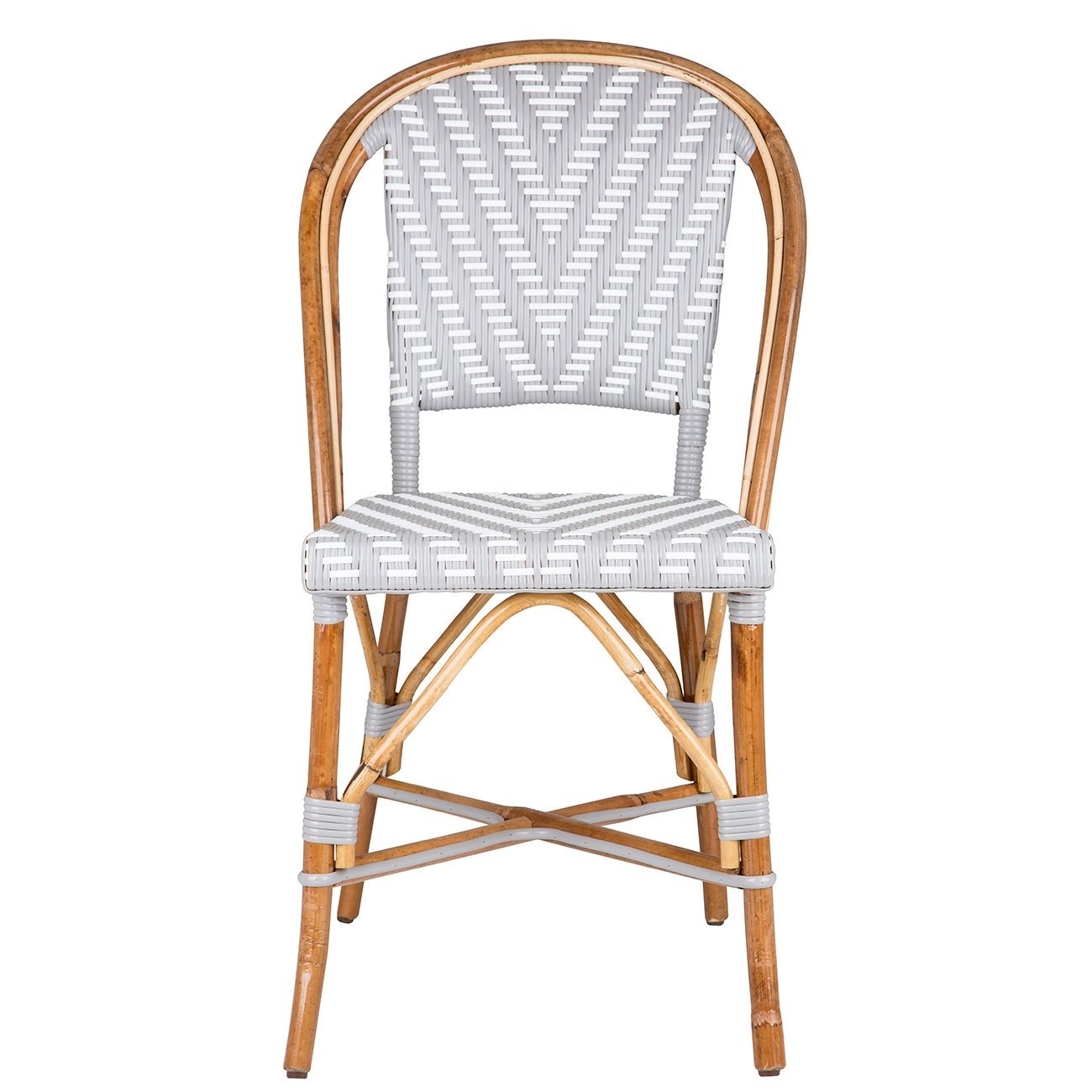 Grey & White Mediterranean Bistro Round Back Chair (Chevron)