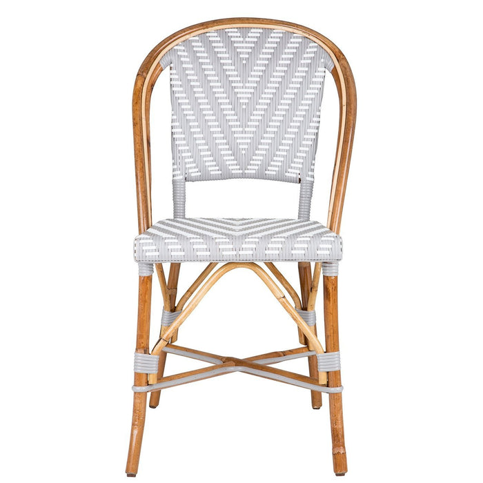 Grey & White Mediterranean Bistro Round Back Chair (Chevron)