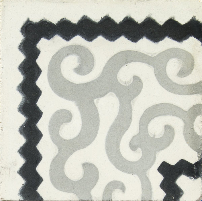 Grey Suzani Corner Carocim Tile (8" x 8") (Individual Tile)