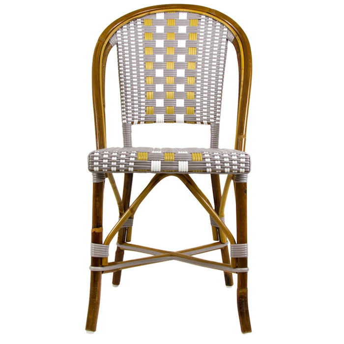 Grey, White & Beige Mediterranean Bistro Round Back Chair (I)