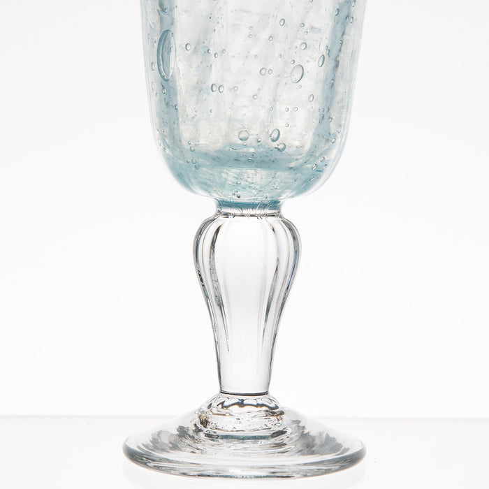 Hand Blown Light Blue Wine Glass