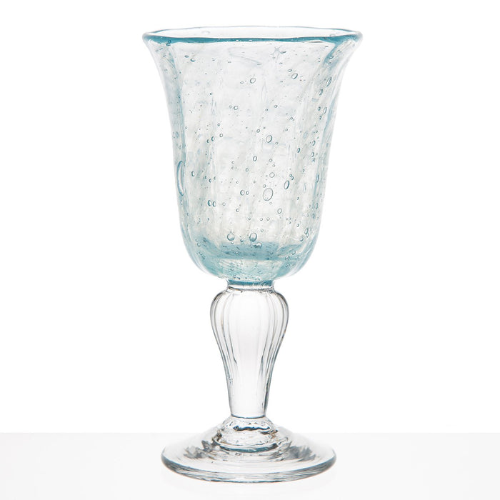 Hand Blown Light Blue Wine Glass