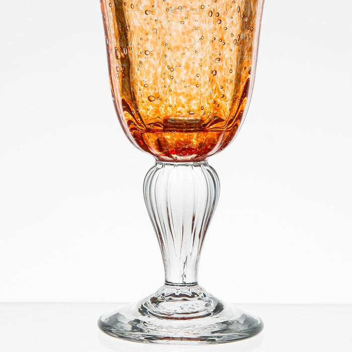 Hand Blown Orange Wine Glass