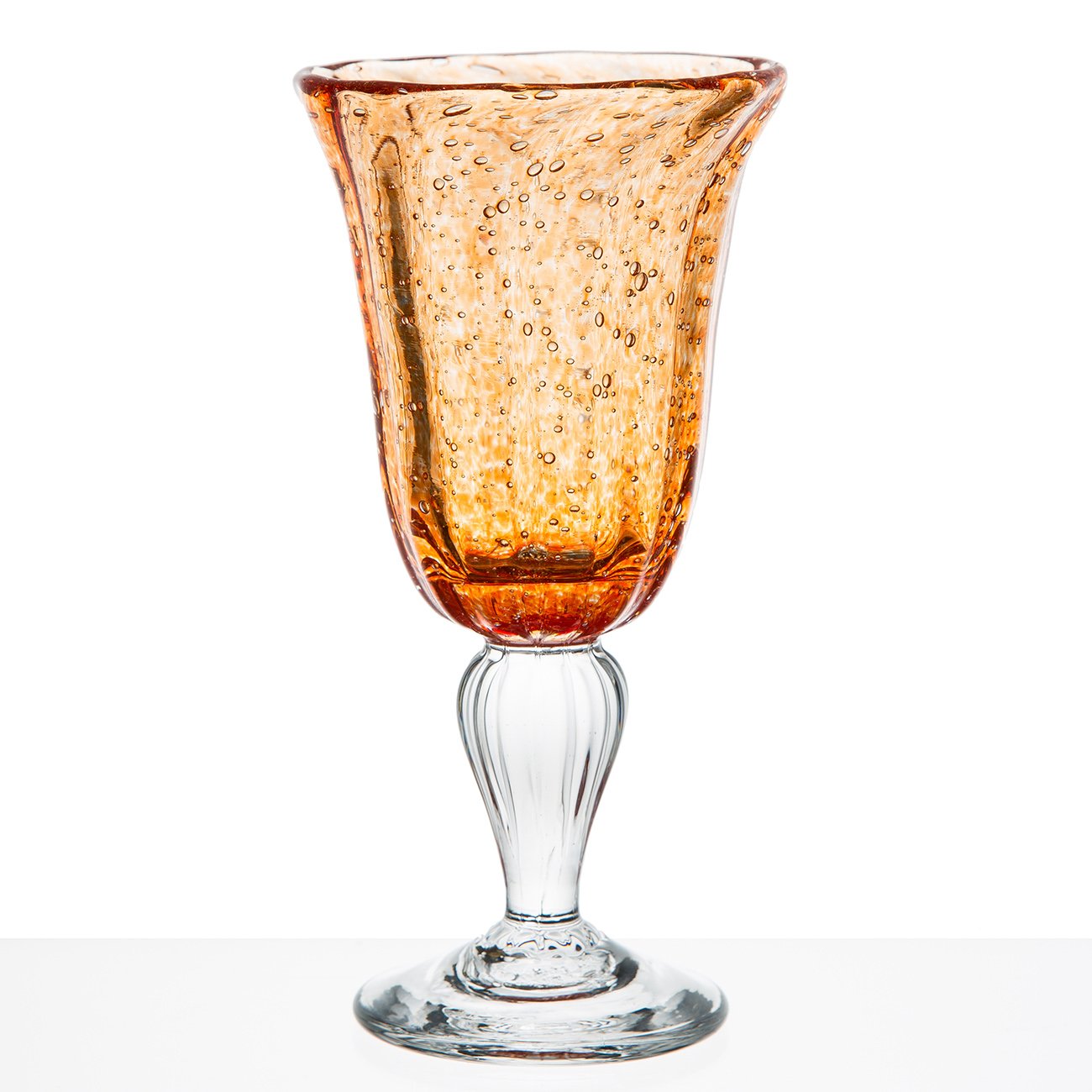 Hand Blown Orange Wine Glass