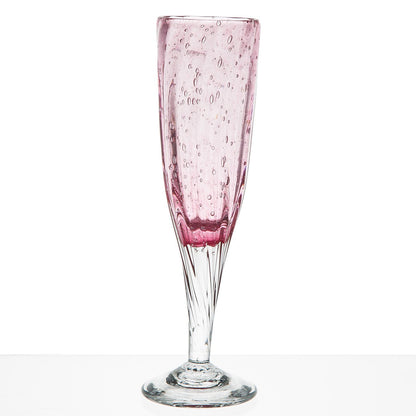 Hand Blown Pink Champagne Flute