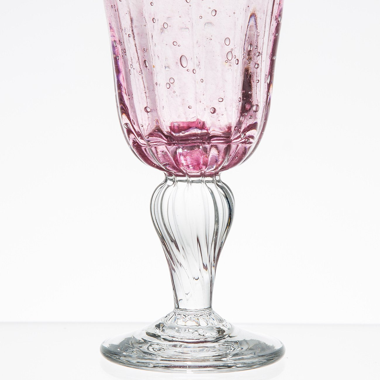 Hand Blown Pink Wine Glass