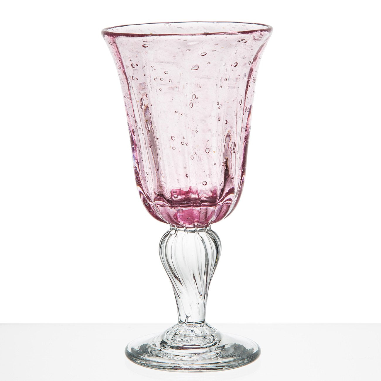 Hand Blown Pink Wine Glass