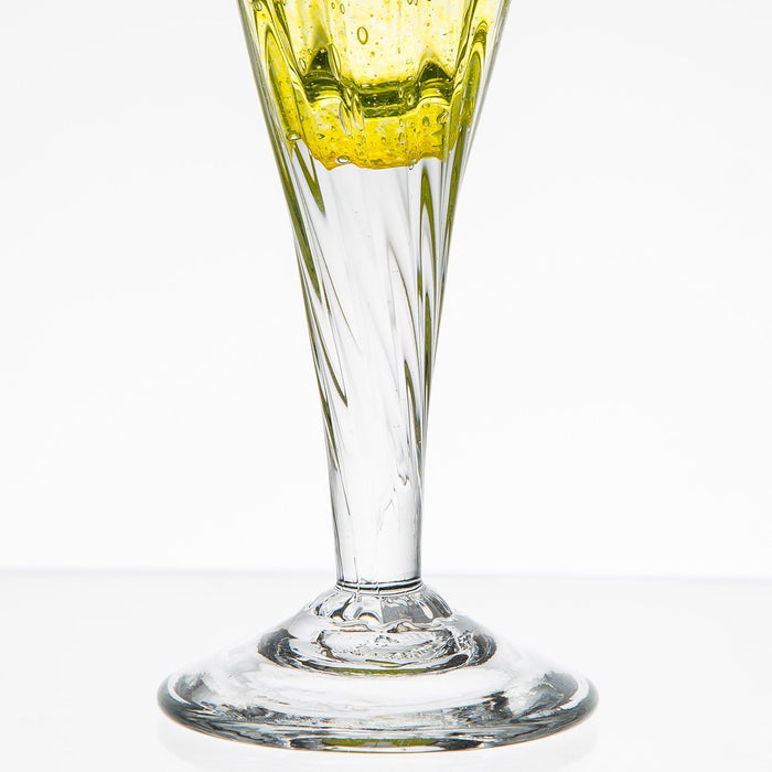 Hand Blown Yellow Champagne Flute