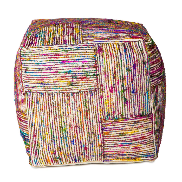 Handmade Multi-Color Silk Pouf 