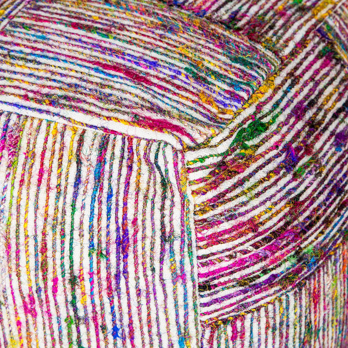 Handmade Multi-Color Silk Pouf 