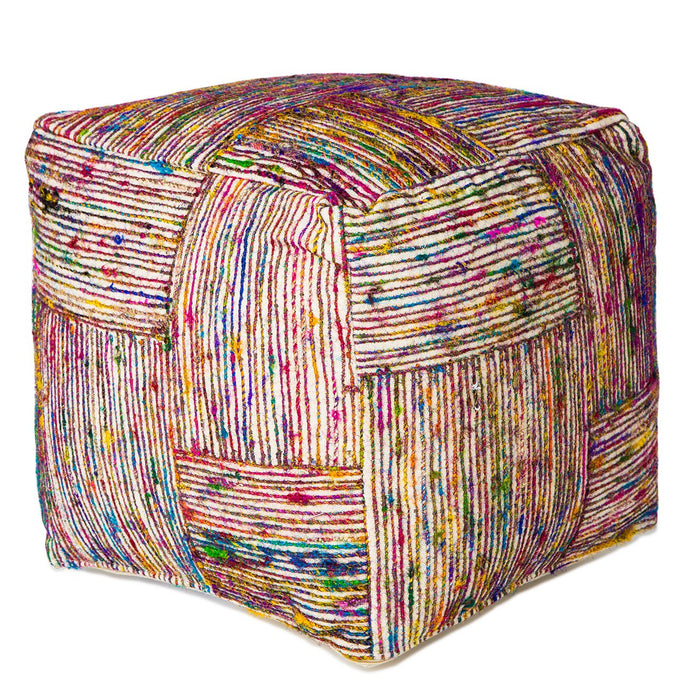 Handmade Multi-Color Silk Pouf 