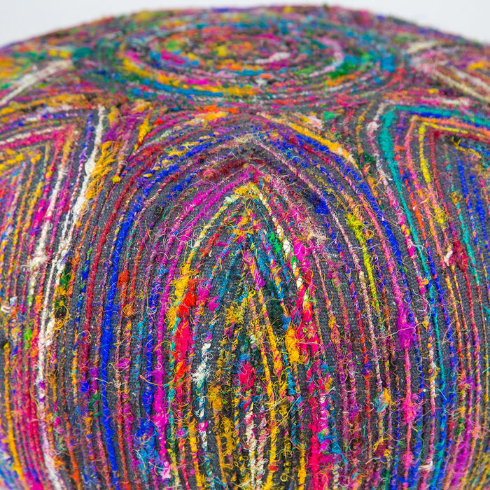 Handmade Oval Silk Pouf 