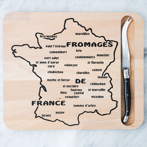 Map Cutting Board and Black Laguiole Knife