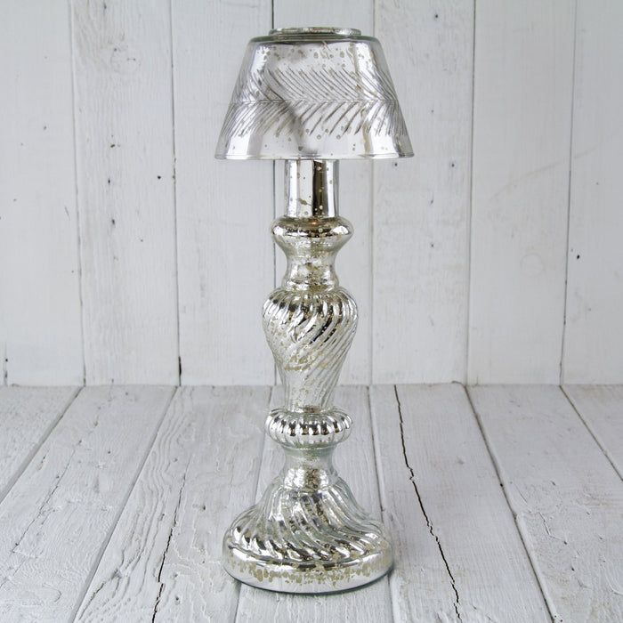 Mercury Glass Lamp Candle Holder with Shade