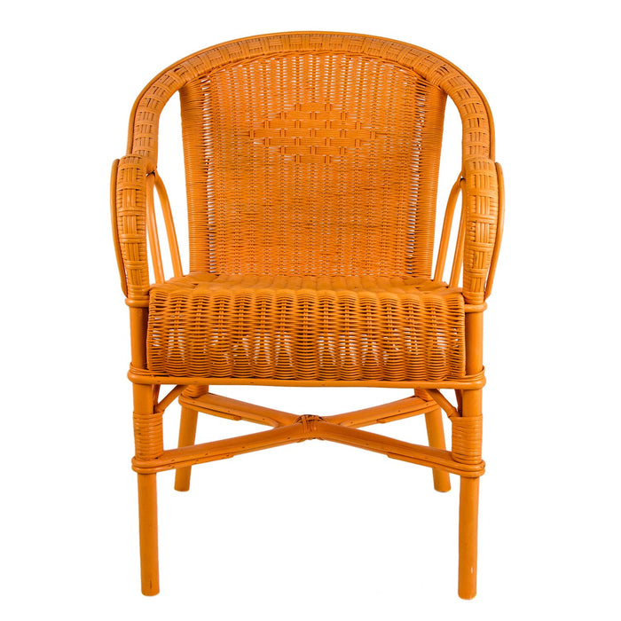 Orange Painted Rattan Armchair