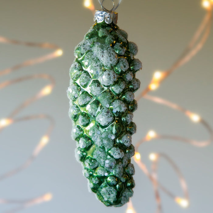 Pinecone Shimmering Glass Ornament (5.75"h)