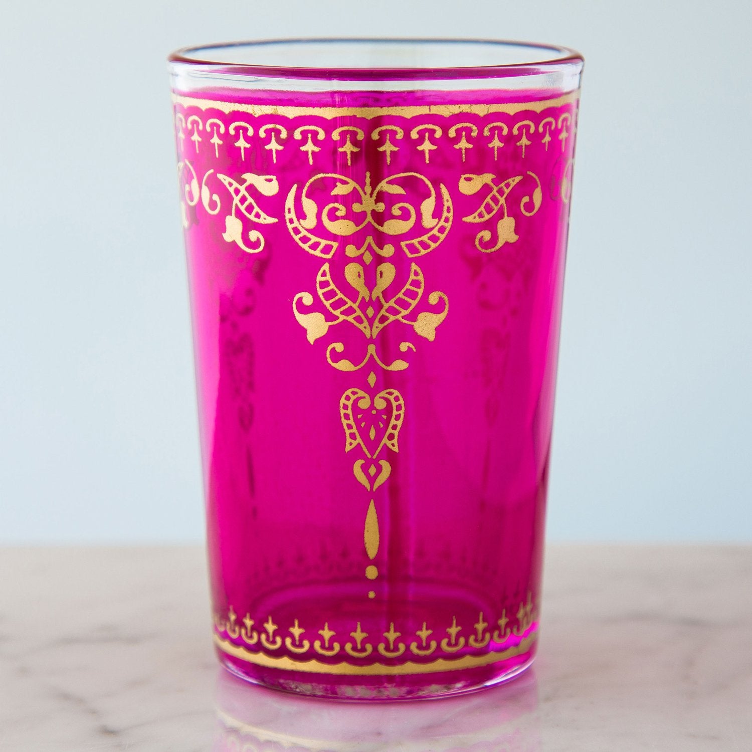 Pink and Gold Filigree Moroccan Tea Glass
