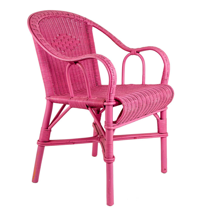 Pink Painted Rattan Armchair