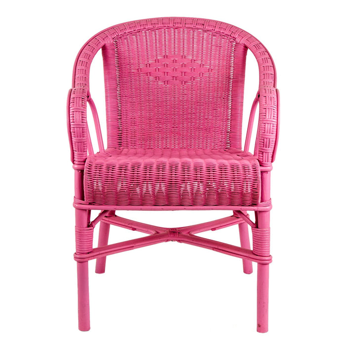 Pink Painted Rattan Armchair