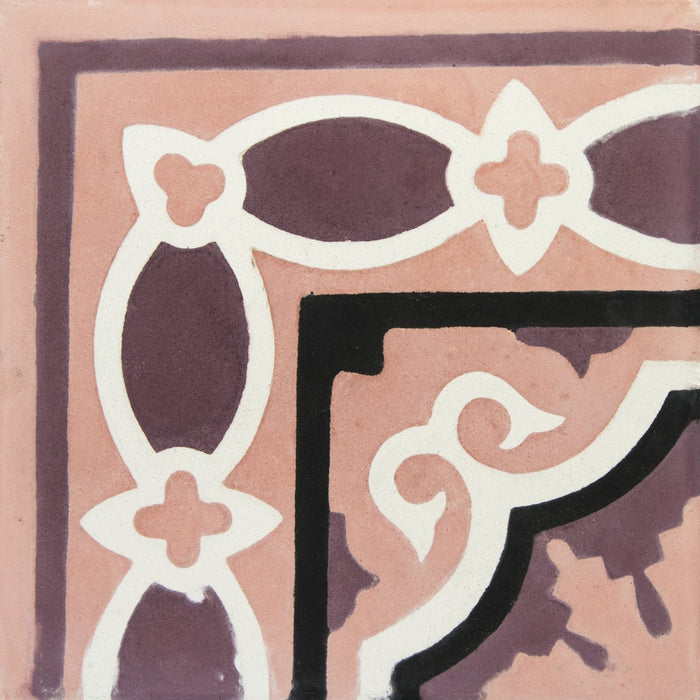 Pink Provencale Corner Carocim Tile (8" x 8") (Individual Tile)