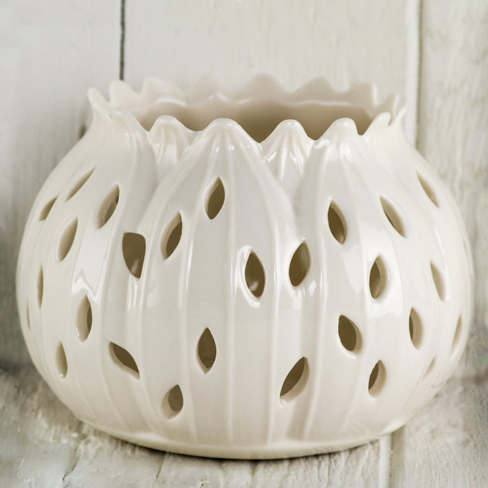 Porcelain Lotus Candle Holder, Medium 