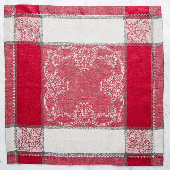 Red and Grey Capricho Linen Napkin  