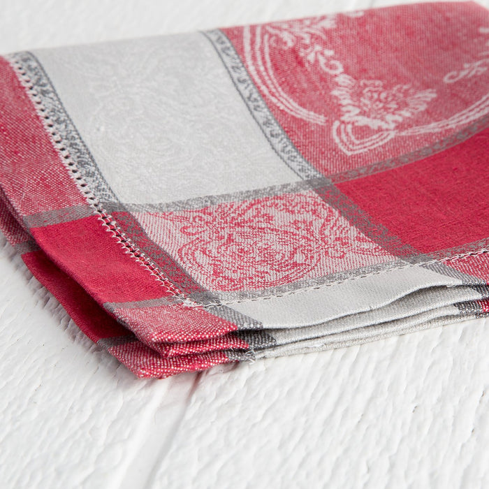 Red and Grey Capricho Linen Napkin  
