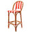 Red and White Mediterranean Bistro Stool with Back (26" h. seat) (STRIPE)