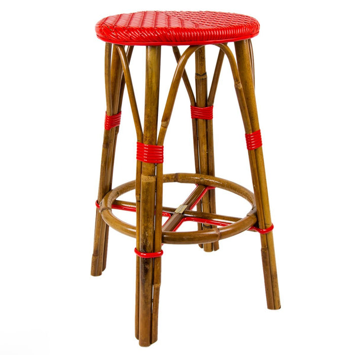 Red Counter Height Mediterranean Bistro Bar Stool (26" h) (L)