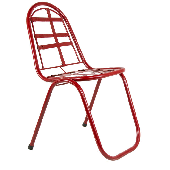 Red Vintage Iron Chair with Assorted Vintage Cushion