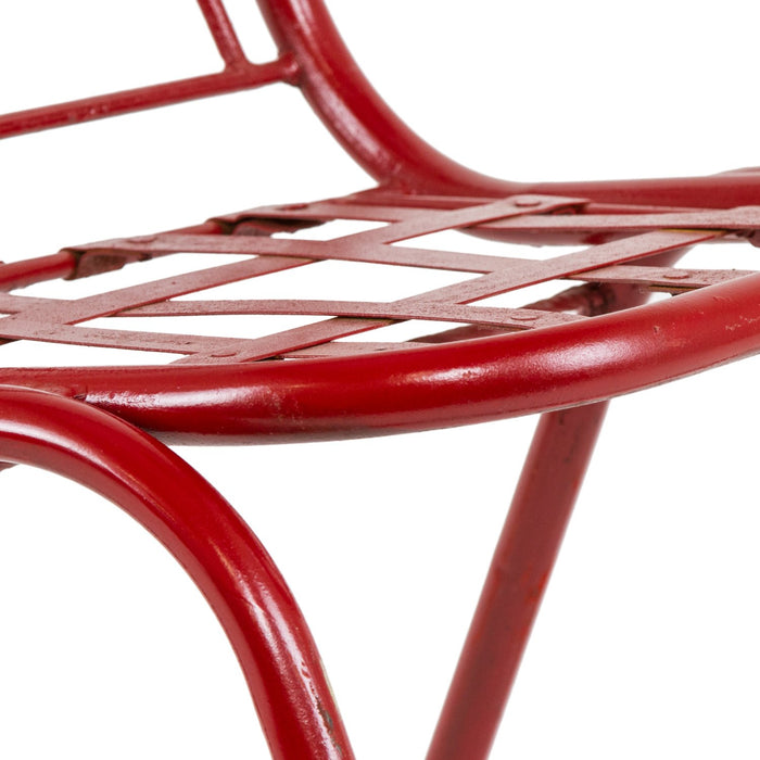 Red Vintage Iron Chair with Assorted Vintage Cushion