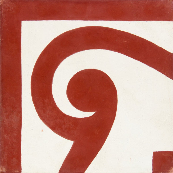 Red Wave Corner Carocim Tile (8" x 8") (Individual Tile)
