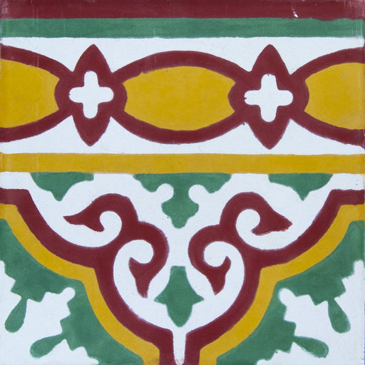 Red, Yellow & Green Provencale Frise Carocim Tile (8" x 8") (pack of 12)