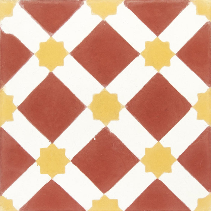 Red, Yellow & White Latti Carocim Tile (8" x 8") (pack of 12)