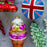 Shimmering Ice Cream Cone Glass Ornament (5.75"h)