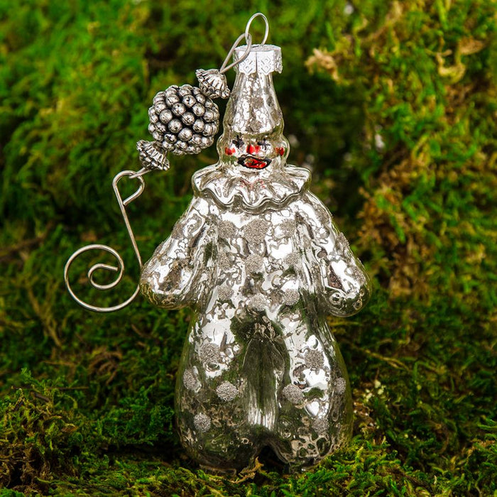 Silver Clown Glass Ornament