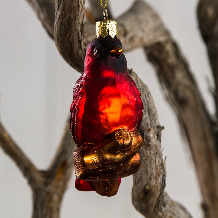 Small Red Owl Glass Ornament