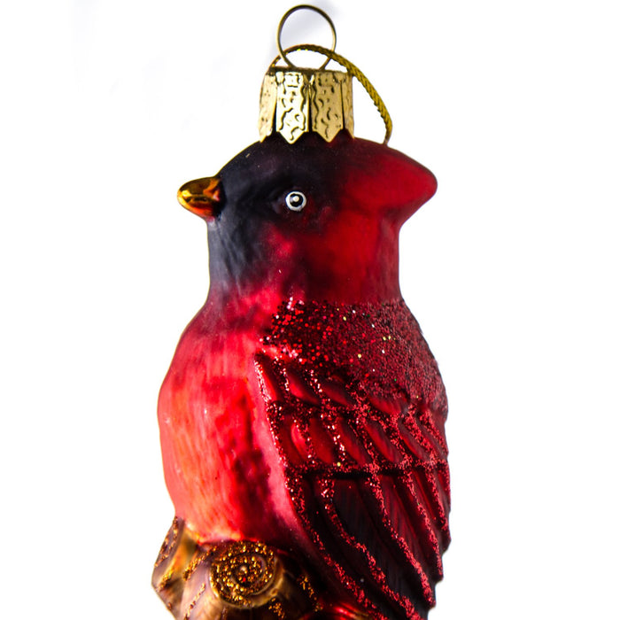 Small Red Owl Glass Ornament