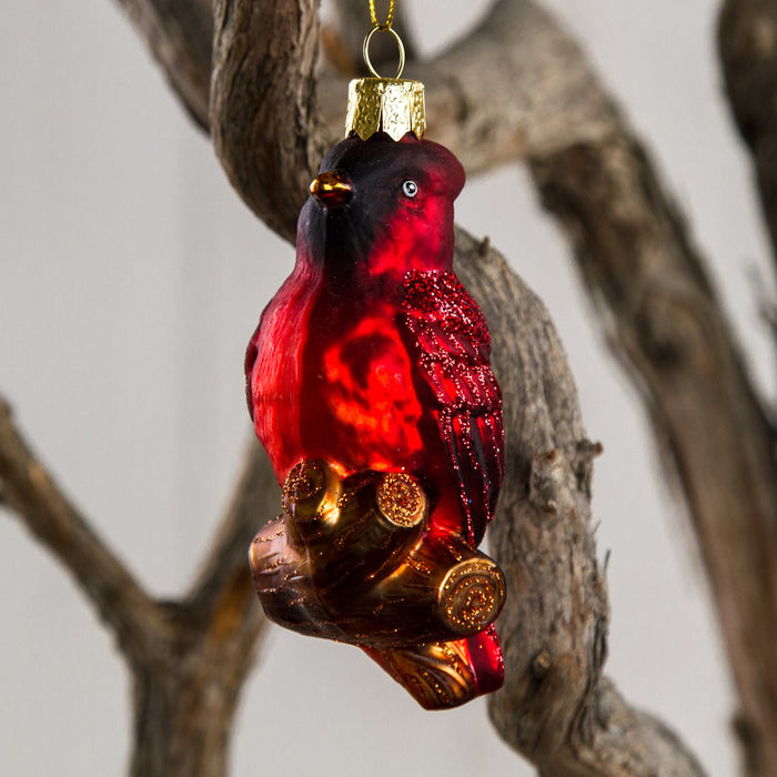 Small Red Owl Glass Ornament