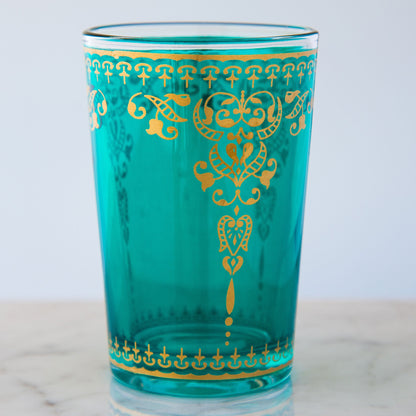 Turquoise and Gold Filigree Moroccan Tea Glass