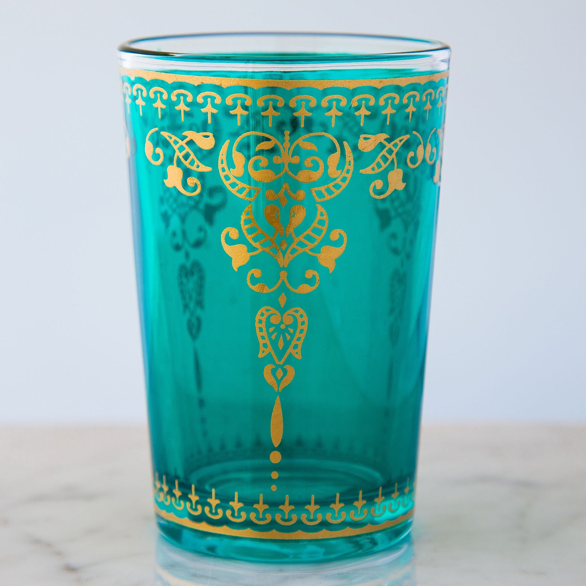 Turquoise and Gold Filigree Moroccan Tea Glass
