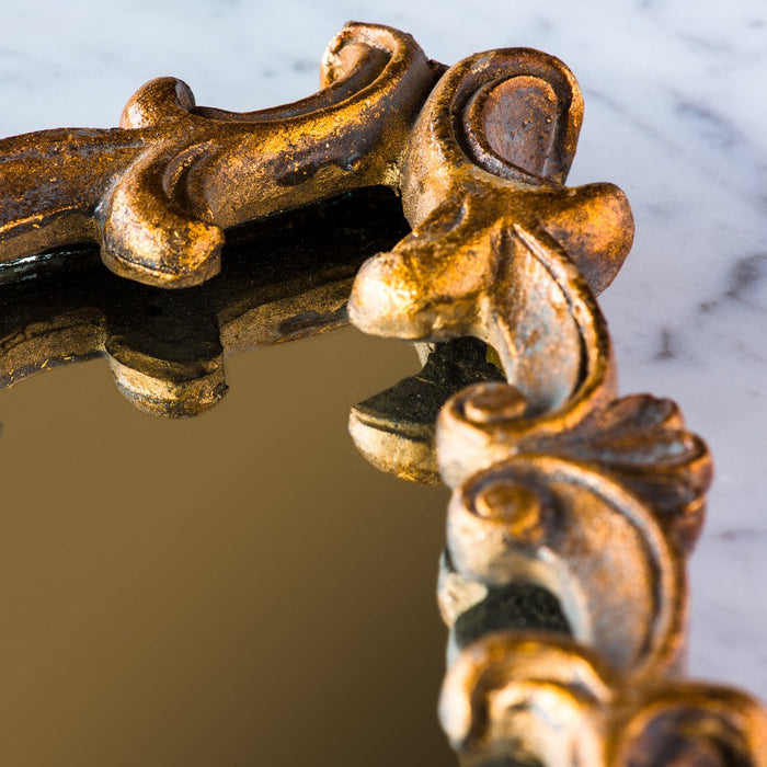 Victorian Ornate Golden 1940 Lozenge Mirror (9.5" x 13")