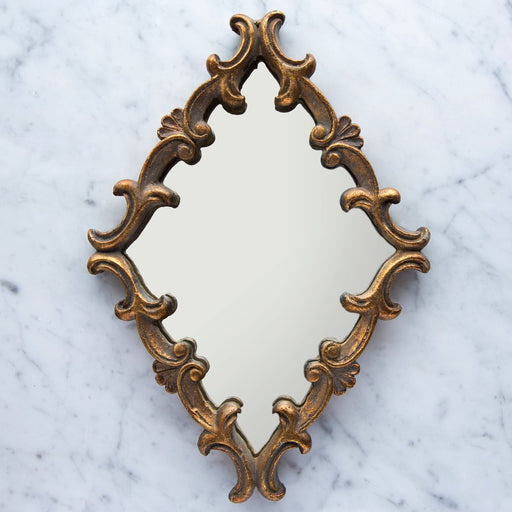 Victorian Ornate Golden 1940 Lozenge Mirror (9.5" x 13")