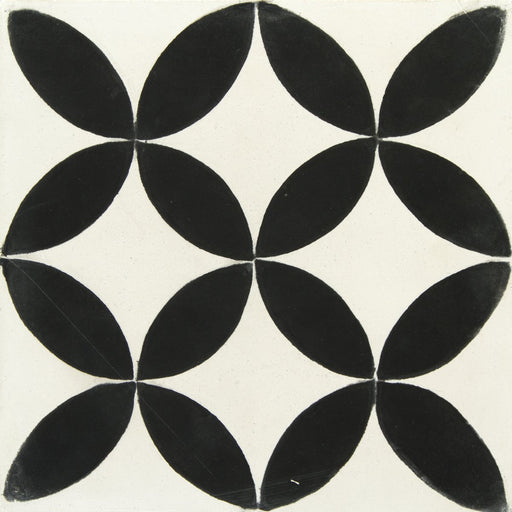 White & Black Trame Circulaire Carocim Tile (8" x 8") (pack of 12)