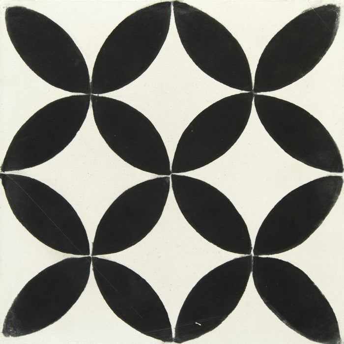 White & Black Trame Circulaire Carocim Tile (8" x 8") (pack of 12)