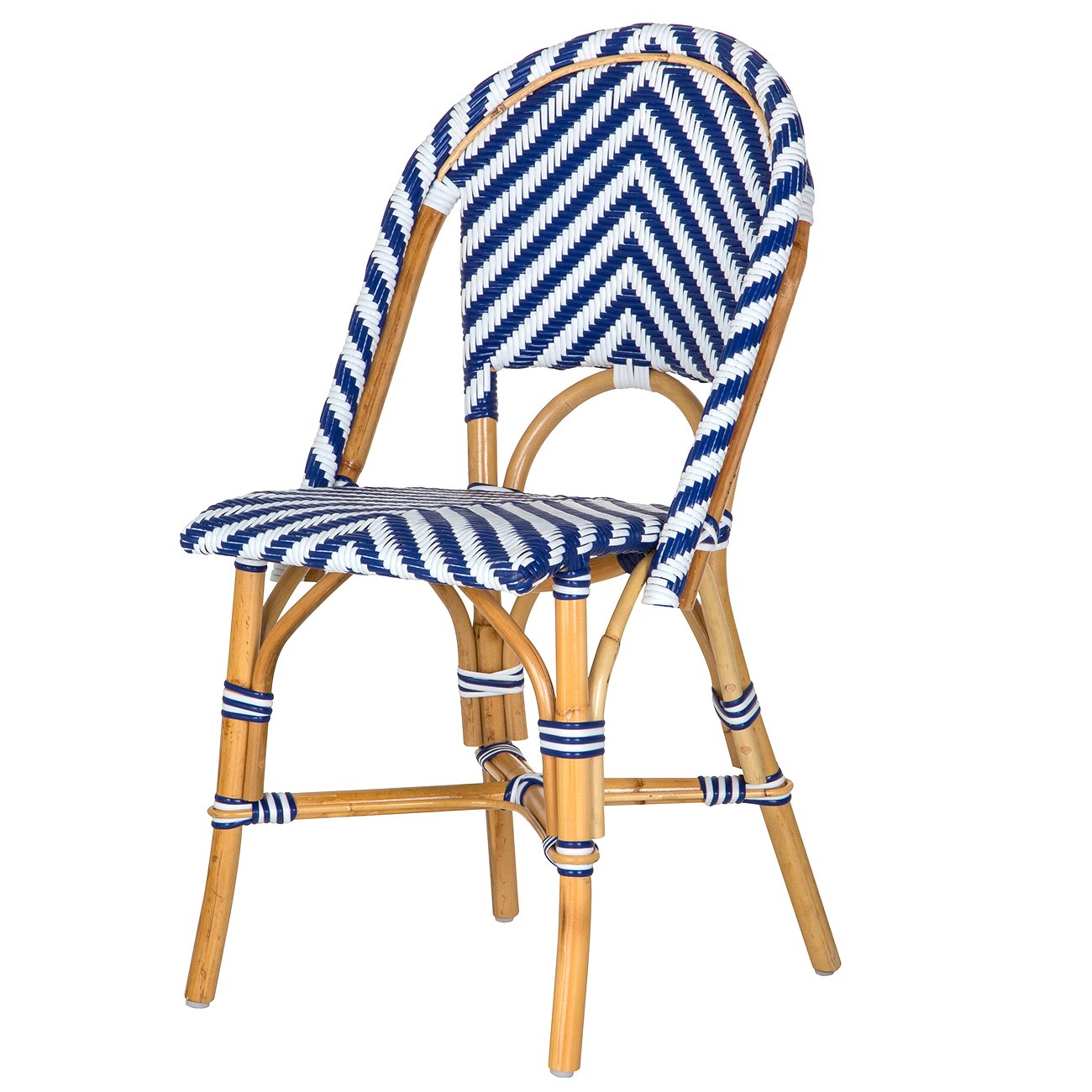 White and Blue London Bistro Chair (CHEV)