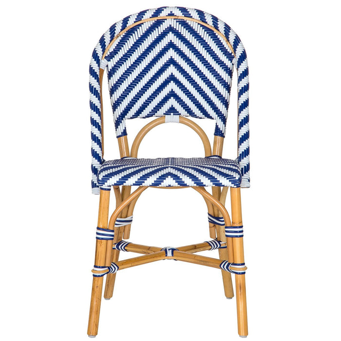 White and Blue London Bistro Chair (CHEV)
